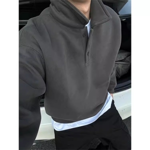 深灰色polo领卫衣男春秋高级感打底衫美式上衣 网图 WB421-P39图片