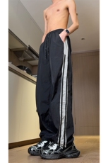 现货夏季速干巴黎神裤撞色拼接条纹休闲运动长裤男K650-P45控68，女装休闲裤，星座205-5