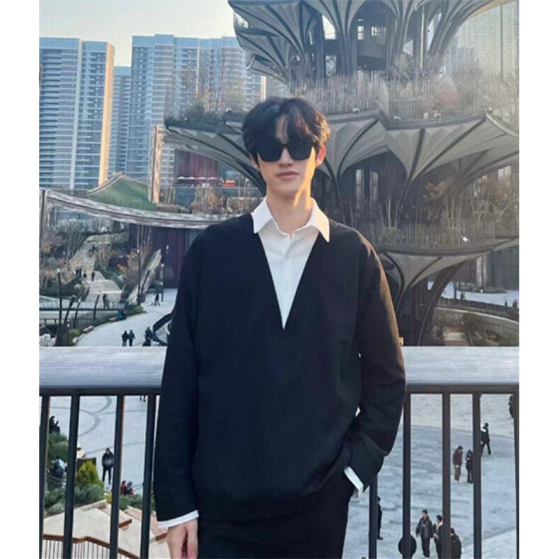 慵懒简约原宿潮流文艺ins新款假两件卫衣男士衬衫春秋季CS22,男装卫衣,星座1116A（原606A-3）