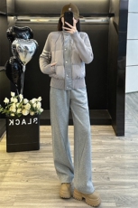 学院风女秋冬季新款短款针织拼接外套，女装棉衣/棉服，江南