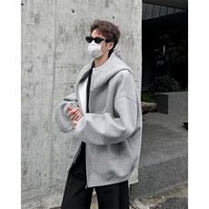 连帽短款灰色拉链卫衣外套秋冬2025新款小个子美式复古上衣，女装短外套，星座601-1