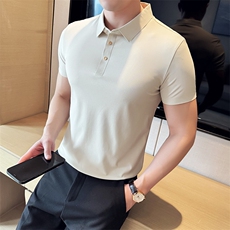 大码品质16色商务弹力无痕polo衫短袖男士冰丝翻领T恤-T0701-P60，男装T恤，电商D342