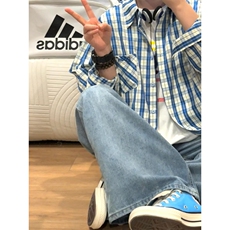 【有货】cleanfit蓝白格子衬衫男美式复古长袖衬衣N316LL-特P45，男装衬衫，星座1007（原301D）
