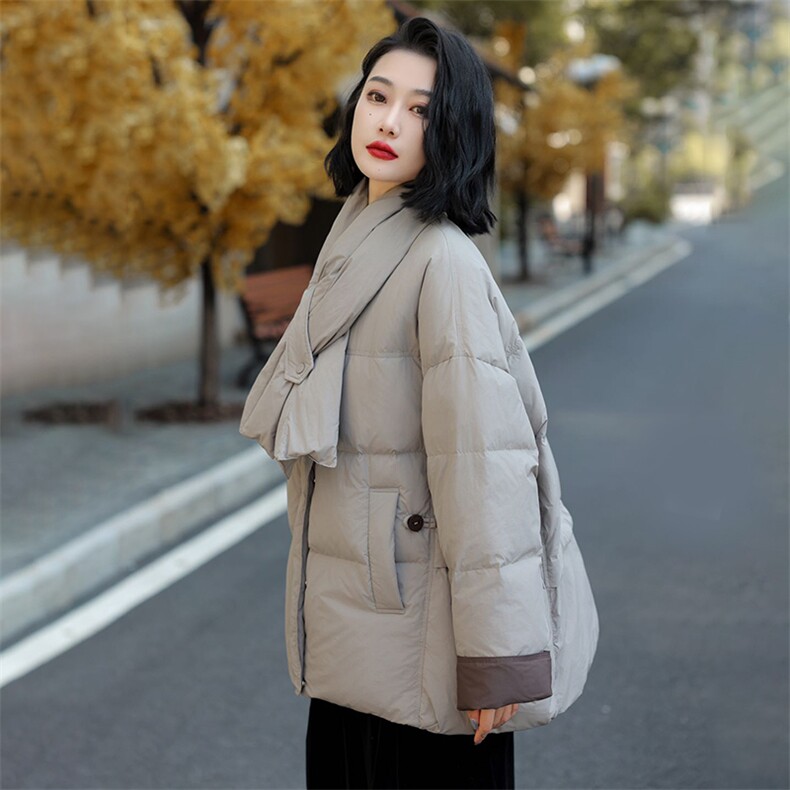 现货现货现货韩版百搭90白鸭绒小围巾保暖羽绒服,女装羽绒服,阳光伊恋