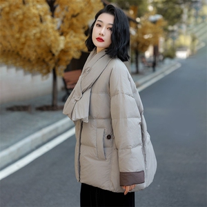 现货现货现货韩版百搭90白鸭绒小围巾保暖羽绒服图片