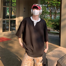 特P40无差价新款夏季新款百搭假两件短袖T恤-HT10181港风，男装T恤，电商A003
