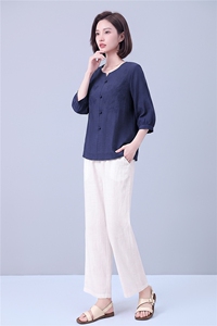 衬衫女新款春秋棉纯色提花宽松吸汗舒适上衣图片