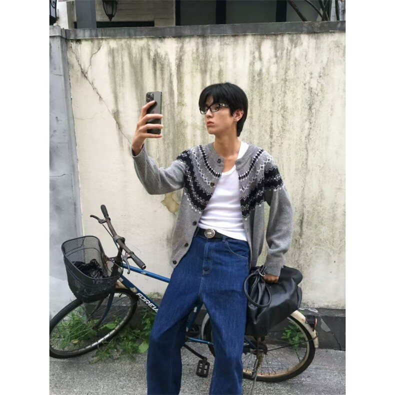 现货~秋冬情侣星空费尔岛开衫针织毛衣外套MY2583批68,男装针织衫/毛衣,星座1411A-6