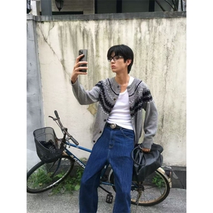 现货~秋冬情侣星空费尔岛开衫针织毛衣外套MY2583批68图片