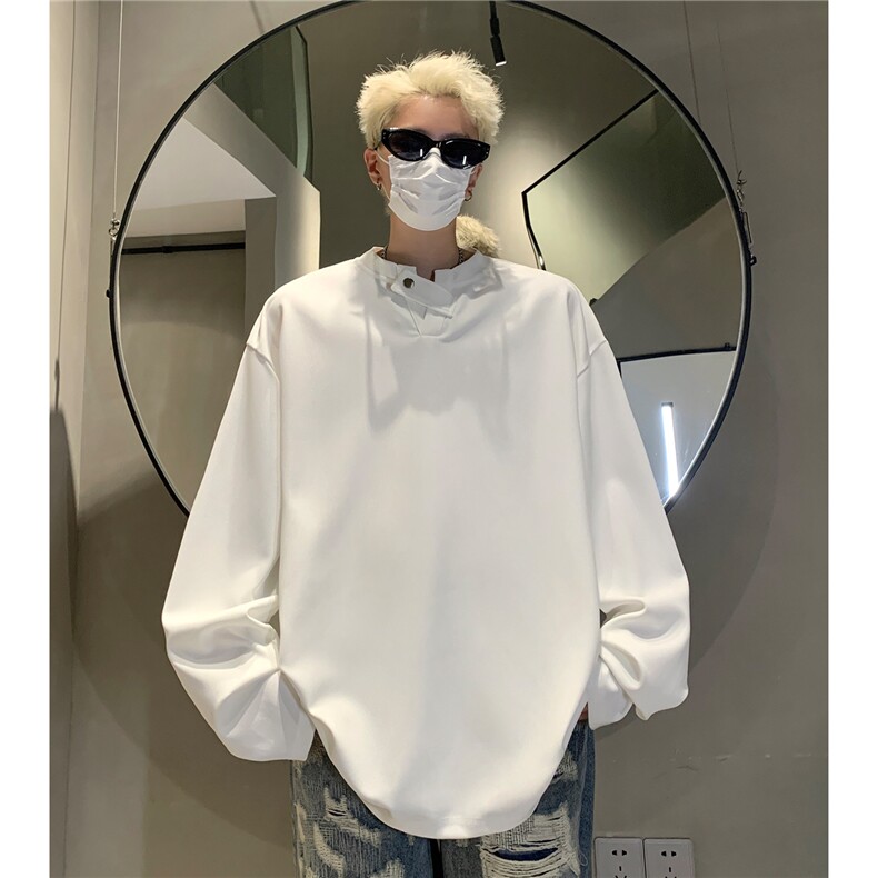 初秋新款抗皱不起球小V领T恤男长袖纯色套头上衣打底衫D362特P38,男装T恤,电商A335-1（原A458）