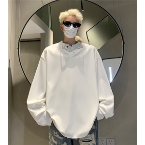 初秋新款抗皱不起球小V领T恤男长袖纯色套头上衣打底衫D362 特P38图片