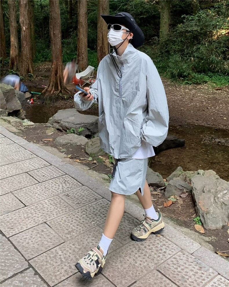 运动套装男夏薄款速干透气防晒衣外套夏装搭配一整套Q8P55,男装休闲套装,星座1116-2