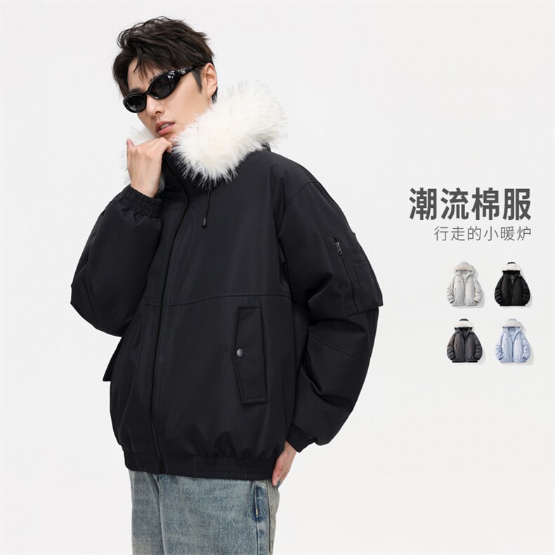 2025新款冬季男士毛领加绒棉衣美式复古棉外套棉袄MY2525-P100,男装棉衣,星座610（原A335）