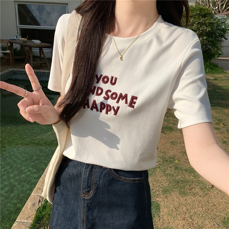 TT065-P35t恤女夏2025新款设计感刺绣花圆领上衣韩版女装,男装T恤,星座911-3