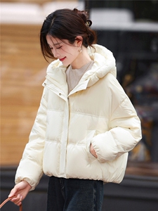 短款连帽羽绒服女2025年冬季新款小个子加厚保暖面包服白鸭绒外套图片