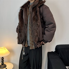 JY635-P100羊羔绒毛棉袄男士加绒连帽棉衣冬装情侣棉服外套网图，男装棉衣，星座1501-3