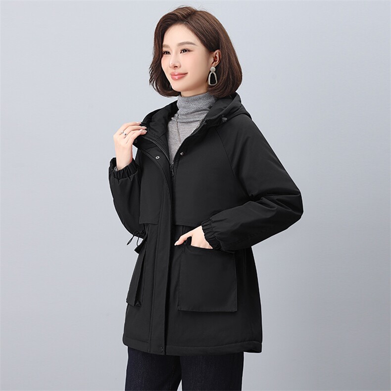 2024年冬季新款时尚休闲加绒加厚派客服,女装派克服,依恋蒂丝