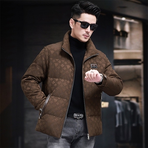 高品质连帽短款90白鸭绒羽绒服外套中青年男装加厚羽绒服夹克图片