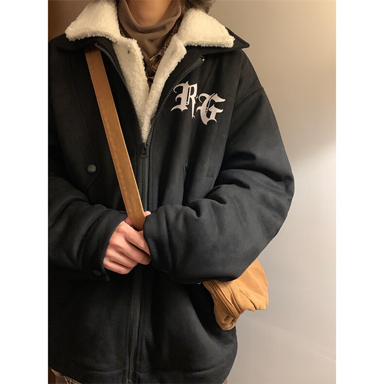 假两件设计感羊羔绒翻领棉服男冬季-JK22403-p180-控228,男装棉衣,星座605(原A050)