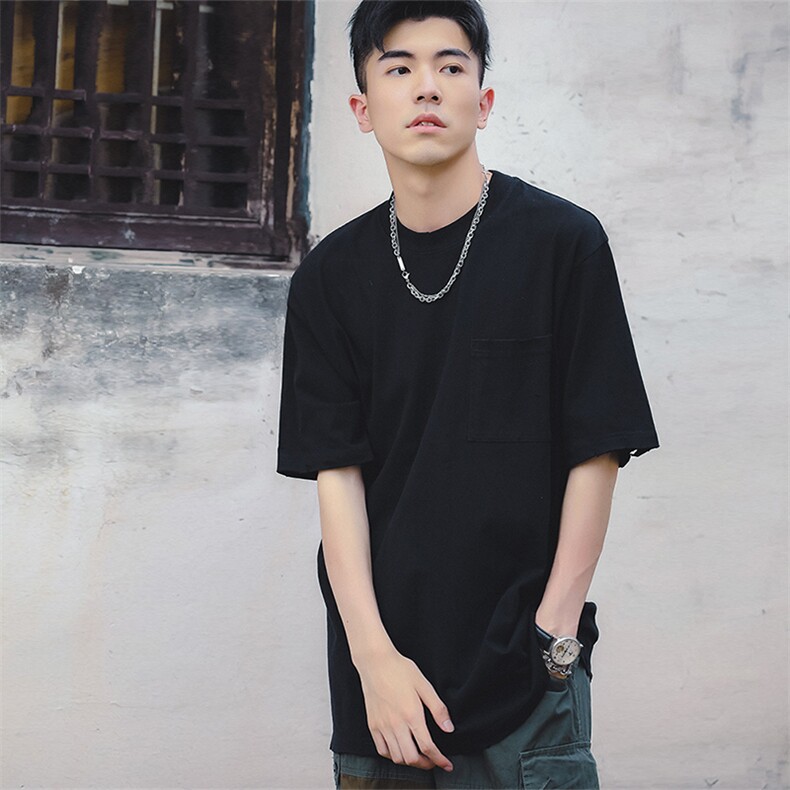 日系美式复古破洞短袖体恤嘻哈潮牌宽松tC309B-T78-P43-X59，男装T恤，电商C309B