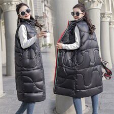 2020年冬季纯色长款简约舒适修身街头时尚马夹，女装马夹，深水步