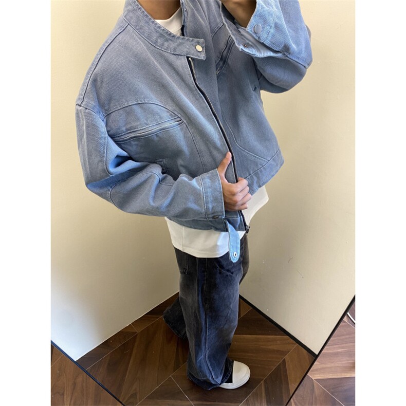 【有货】冰川蓝立领外套男高级感痞帅春秋工装夹克JK7703CC-特P65图片