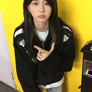 高品质春装新款美式高街潮牌解构设计休闲连帽卫衣男女慵懒风外套图片