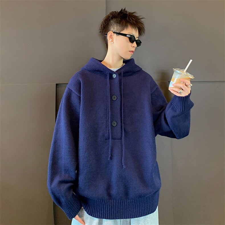 连帽毛衣男士秋冬款重磅套头线衣服复古慵懒风针织衫外套,男装针织衫/毛衣,星座410-6（原星座1304-1）