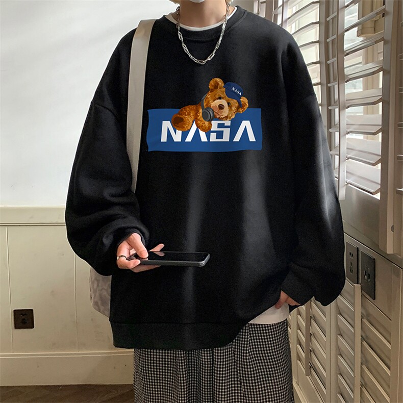 NASA圆领卫衣男大码加厚加绒长袖t恤男S6247-P28加绒款-P33,男装卫衣,电商A040