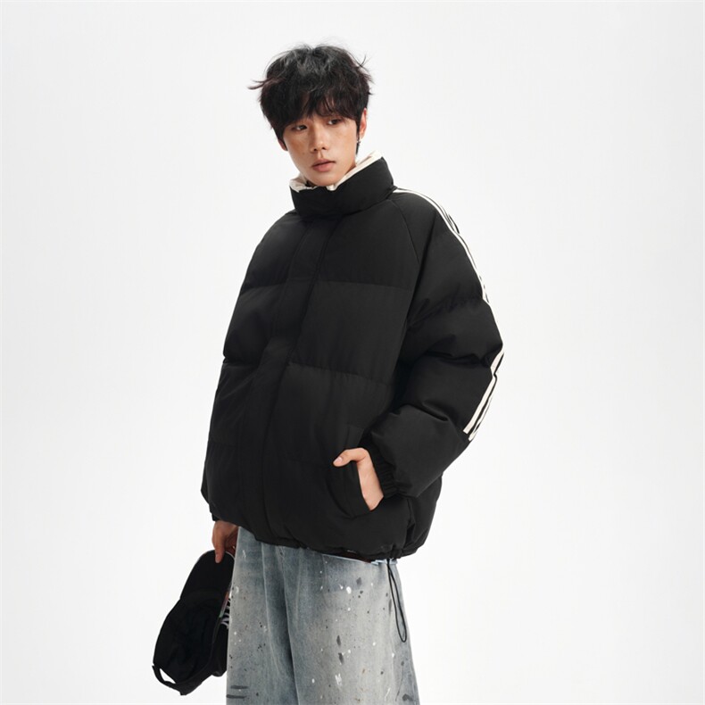 ！冬季条纹五防立领加绒加厚棉衣情侣撞色棉服外套MY7777-P68,男装棉衣,星座610B-1