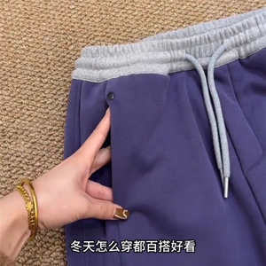 DD104P53美式复古紫色加绒裤子图片