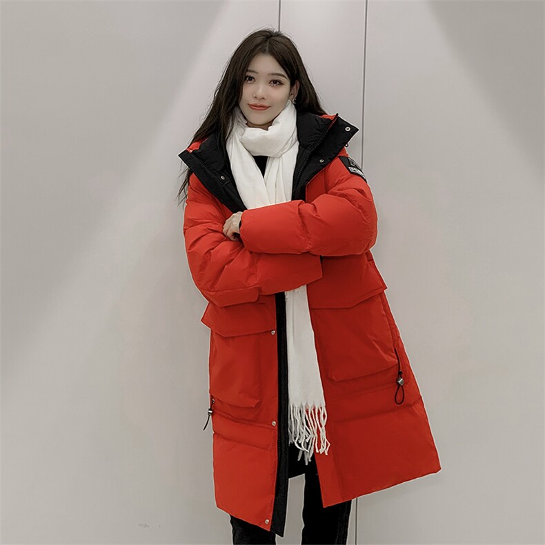 2026新款女学生情侣同款学院风羽绒服男中长款加厚过膝青年潮牌,女装羽绒服,钱塘6003（原4033）