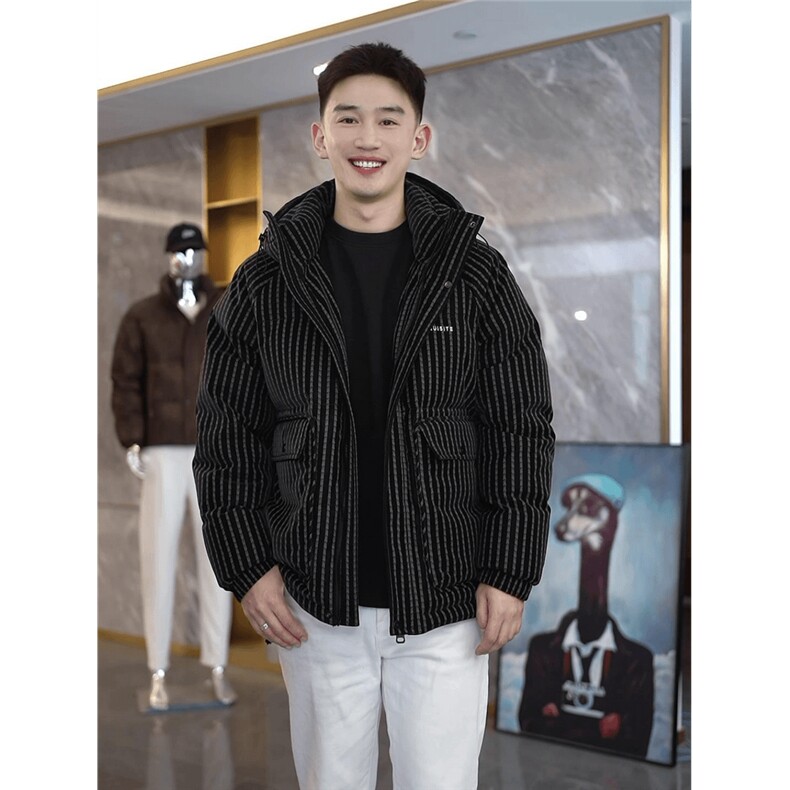 网络图慎用抖音直播雾面皮羽绒服男连帽加厚外套，男装羽绒服，电商D211