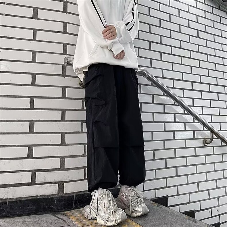 美式冲锋裤男户外潮牌机能宽松休闲抽绳束脚登山裤,男装休闲裤,星座716-3