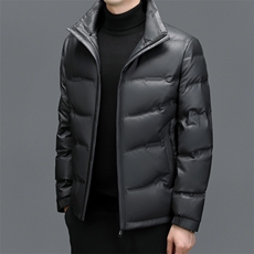 羽绒服男立领皮夹克爸爸冬装中年皮衣加厚保暖轻薄皮衣外套，男装夹克，钱塘6003（原4033）