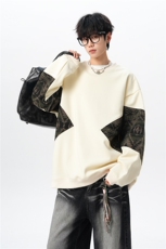 8XL-M春秋季圆领拼接撞色民族风卫衣男新款潮牌上衣服WY005P58，男装民族服装，电商B312