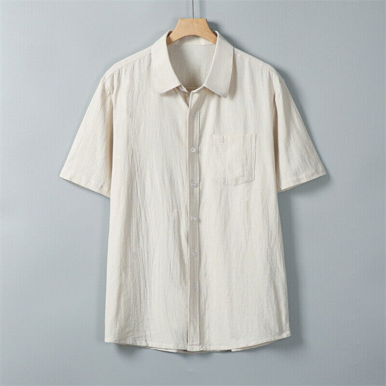 男士衬衫短袖衬衣半袖纯棉麻衬衫领休闲XZ1512-2411-P25,男装衬衫,星座1512