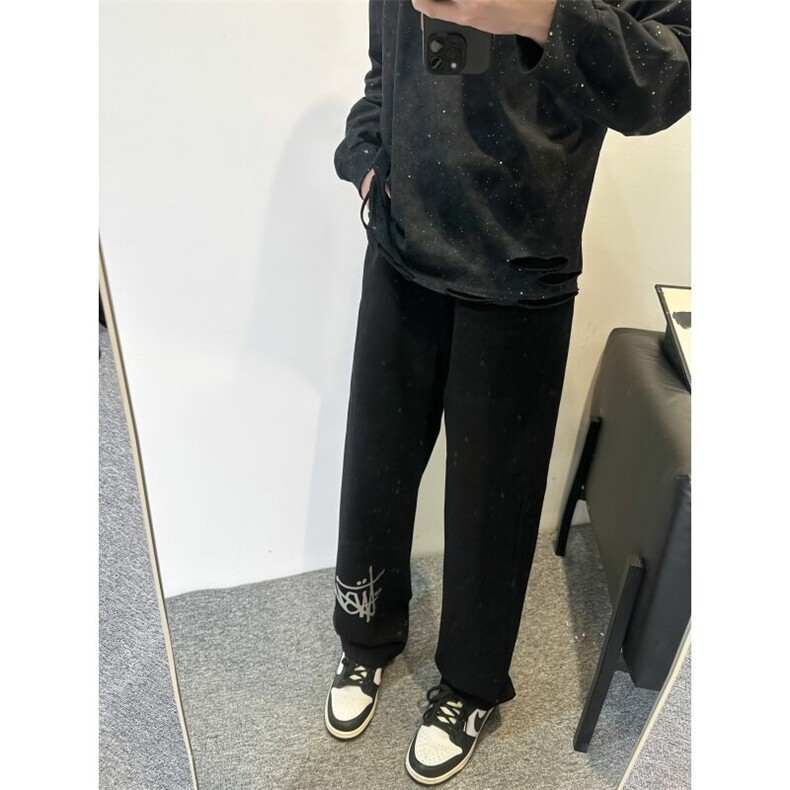 xz116-k16010-P55控78现货大码印花阔腿牛仔裤,男装牛仔裤,星座116