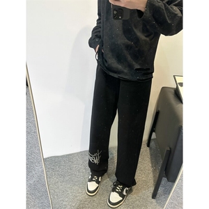 xz116-k16010-P55 控78  现货大码印花阔腿牛仔裤图片