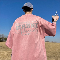 量大优供视频进口直喷印花美式麂皮绒短袖t恤JD220特P25，男装T恤，电商A486