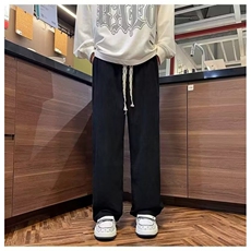拖地阔腿裤男设计感小众肌理纹休闲裤子百搭情侣款直筒裤，男装休闲裤，星座1013