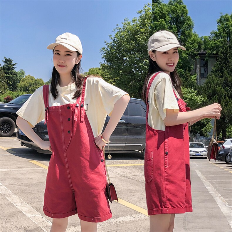 2021夏装新款背带牛仔短裤166-QZ18米白（送T恤），女装连体裤，茜茜公主