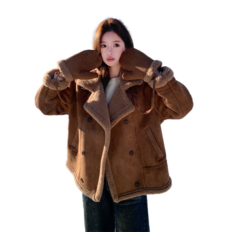 主推现货2025冬季带手套双排扣皮毛一体C022-9163-P215-K328,女装皮草,2C022