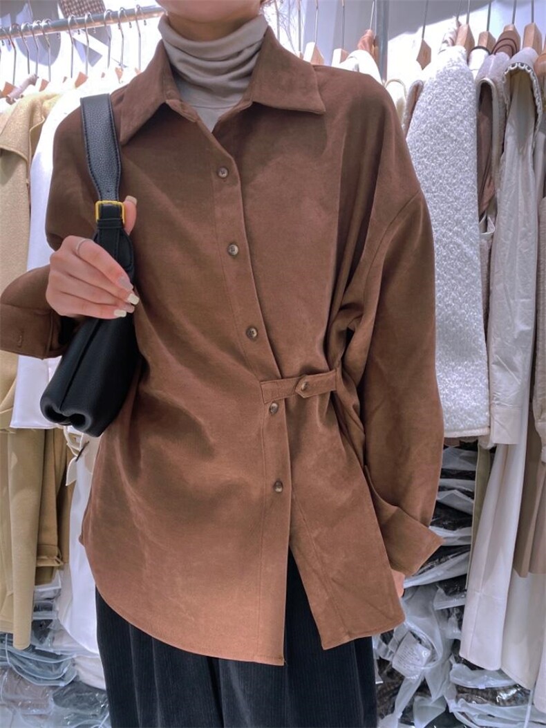 磨毛衬衫，女装衬衫，驿谷