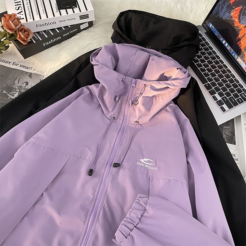 秋款男连帽工装拉链字母印花冲锋衣外套JK9270P65,男装夹克,星座1013-1