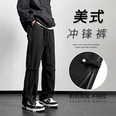 冲锋裤子秋冬新款加绒登山裤美式休闲宽松直筒裤JRK710-特批-43，男装卫衣，星座718-1
