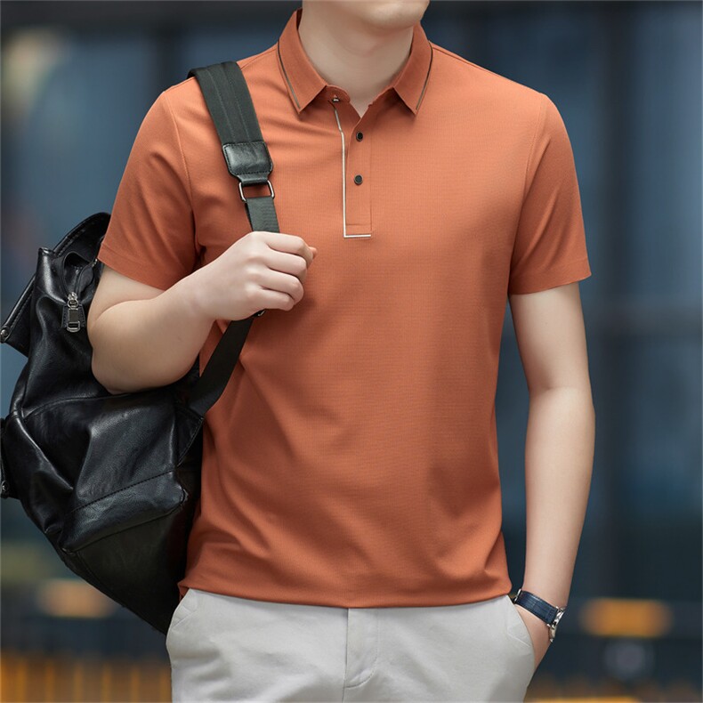 中年休闲男装翻领半袖T恤衫2023夏季新款男士polo衫薄款休闲上衣，男装Polo衫，电商B212（原钱塘6029）