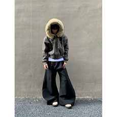 黑色大毛领派克服棉服秋冬新款宽松短款夹克保暖厚外套，男装夹克，四季星座505