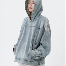 JK8605-P56美式高街牛仔连帽卫衣男女宽松情侣外套，男装工装外套，电商B323A