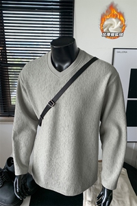 加绒加厚银狐绒男450g重磅肌理感长袖T恤T24509J加绒-特P33控65图片